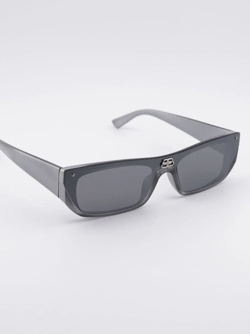Balenciaga BB0080S 002 Rectangle Unisex Sunglasses - Silver